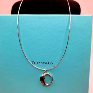 Tiffany's Man in The Moon 925 Sterling Silver Pendant necklace w Tiffany box.
